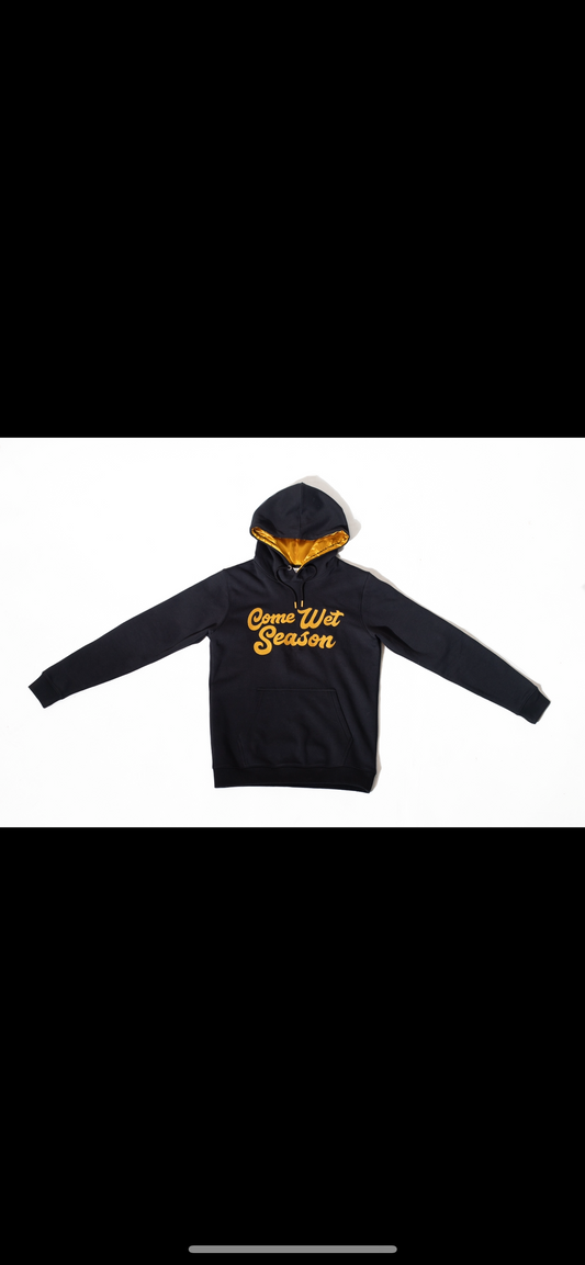 Black Hoodie w/yellow Satin Hood